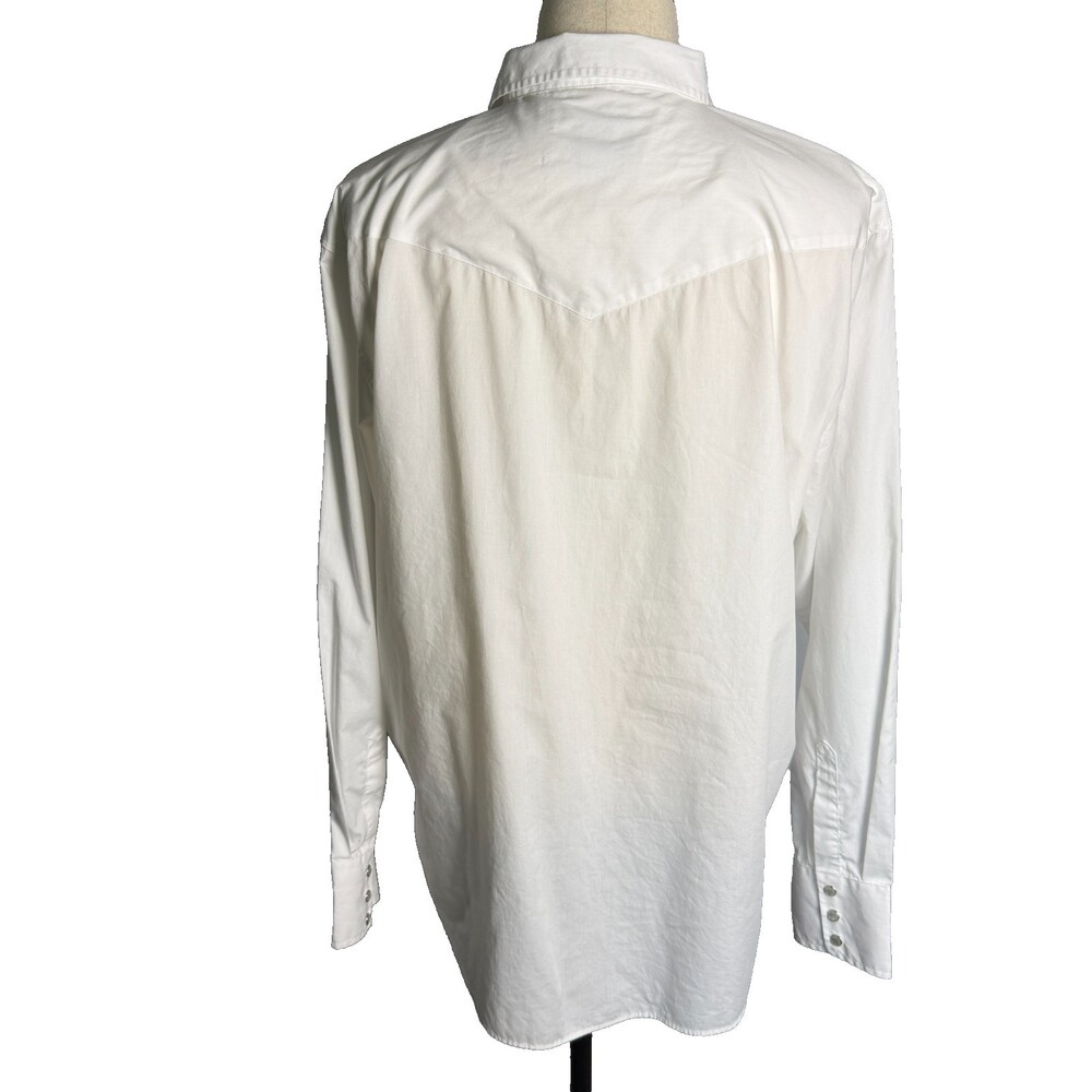 Gibson Men's XXL Western Shirt Solid White Pearl Snap Buttons Chest Pockets - Picture 9 of 15
